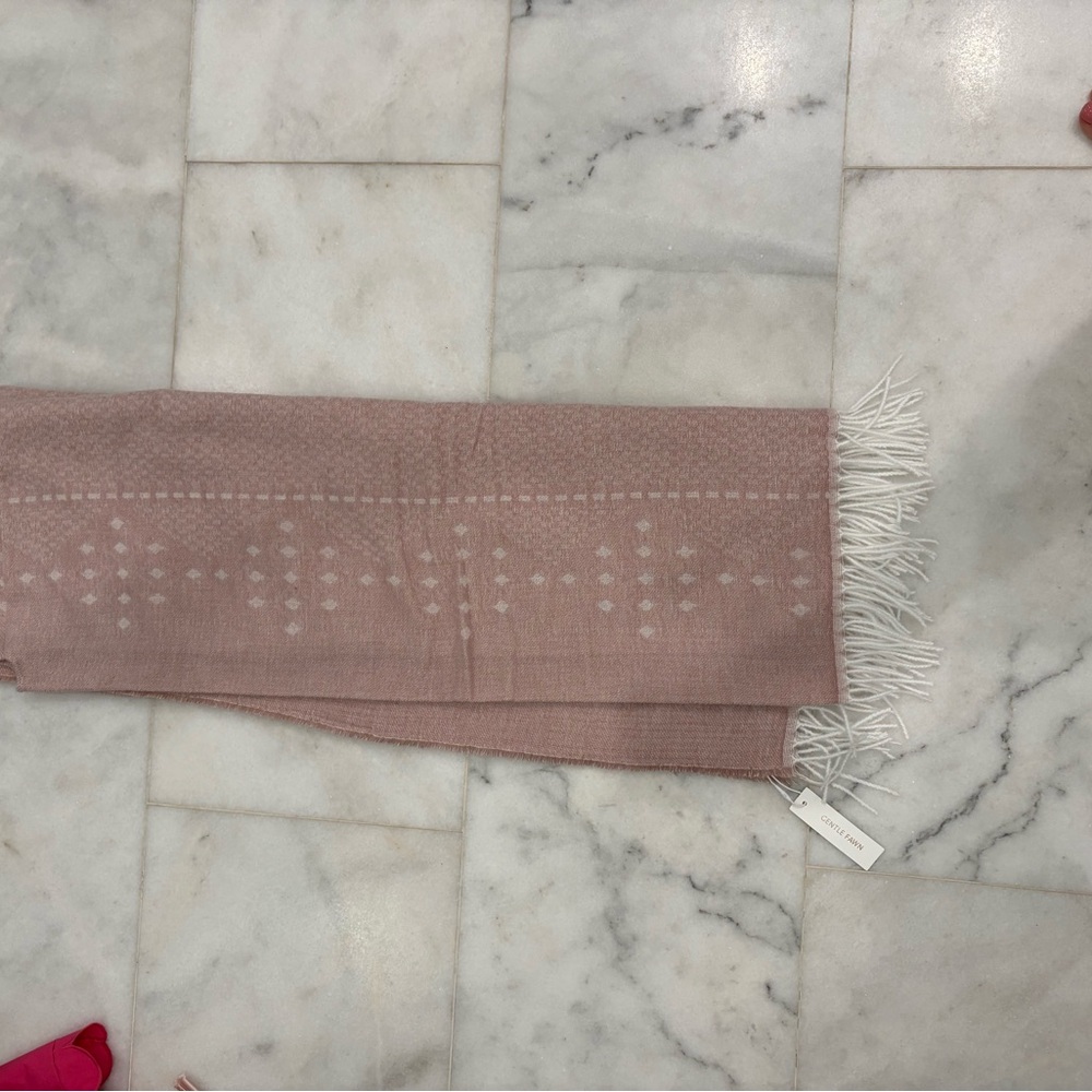 Blush Pink Fringe Woven Scarf